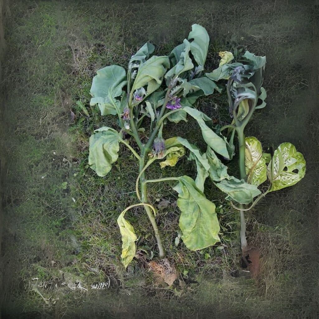 Pourriture sur aubergine
